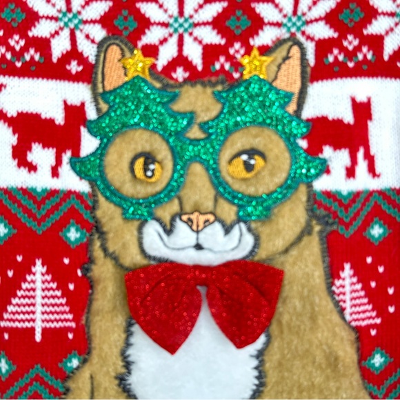 Blizzard Bay Cute Holiday Cat Christmas Sweater *Estimated Size Medium - Picture 7 of 13